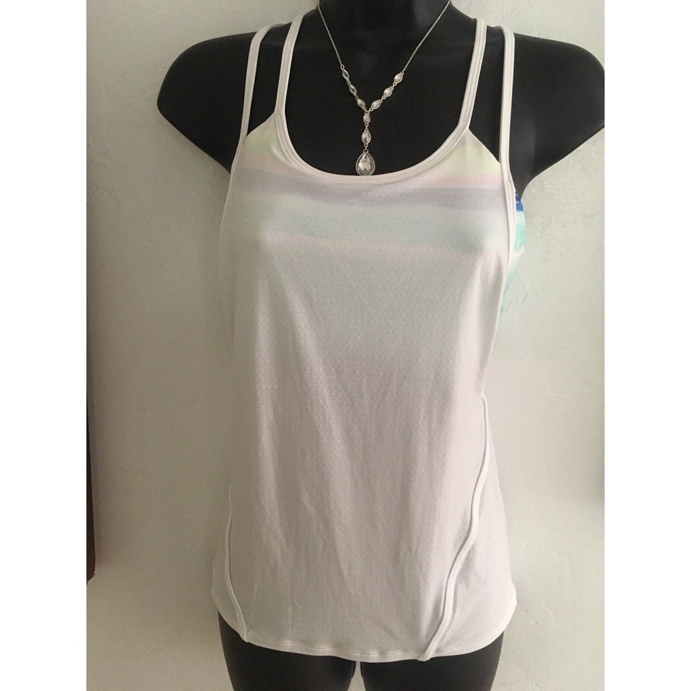 Ivivva Twice The Spirit Tank Kids Size 2 rainbow and White